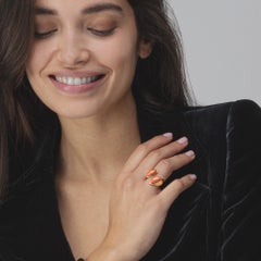 Alex Jona Mediterranean Coral 18 Karat Yellow Gold Open Band Ring
