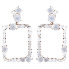 Alex Jona Moonstone White Diamond 18 Karat Rose Gold Pendant Earrings