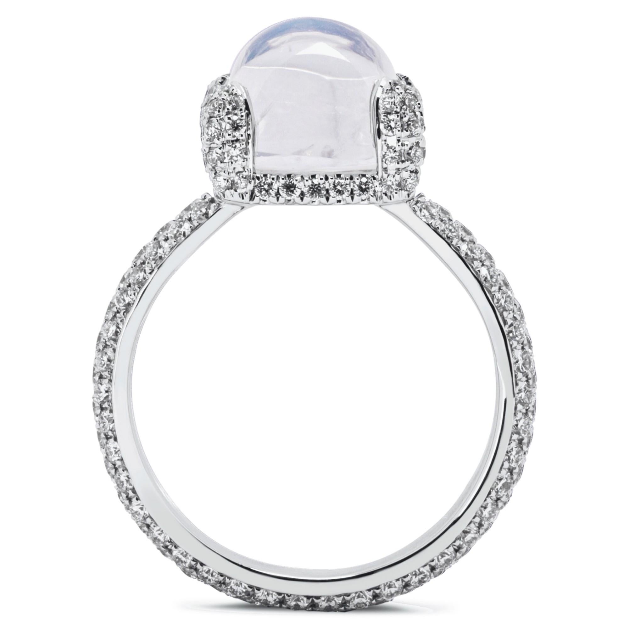Alex Jona Moonstone White Diamond 18k White Gold Rings For Sale 1