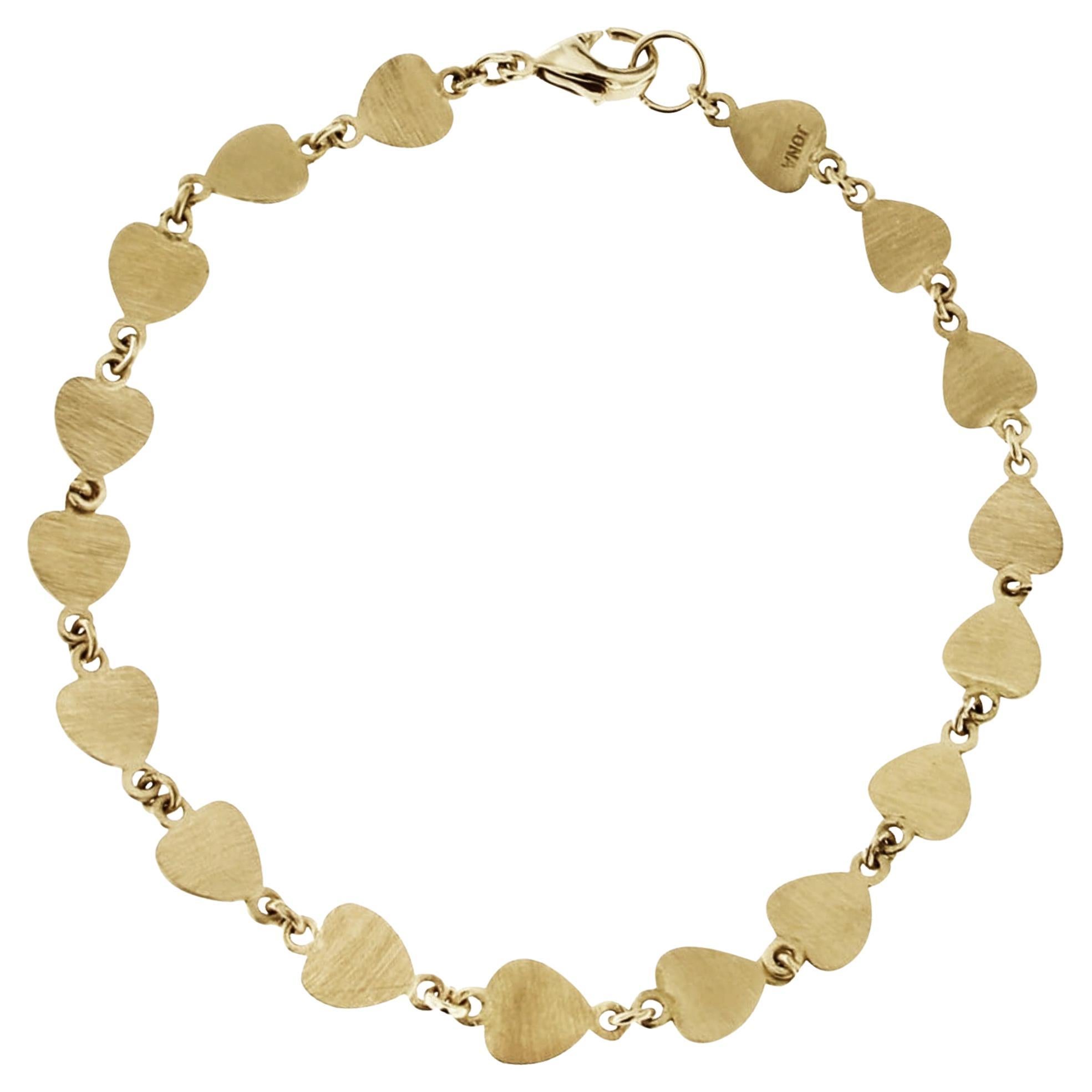 Alex Jona Multi-Heart Yellow Gold Bracelet For Sale