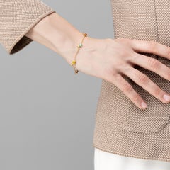 Alex Jona Multicolor Enamel 18 Karat Yellow Gold Dog Bracelet