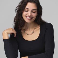 Alex Jona Boboli Multicolor Tourmaline 18 Karat Yellow Gold Necklace