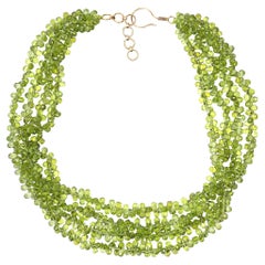 Alex Jona Multistrand Peridot Beaded Four-Strand Necklace 18 Karat Yellow Gold