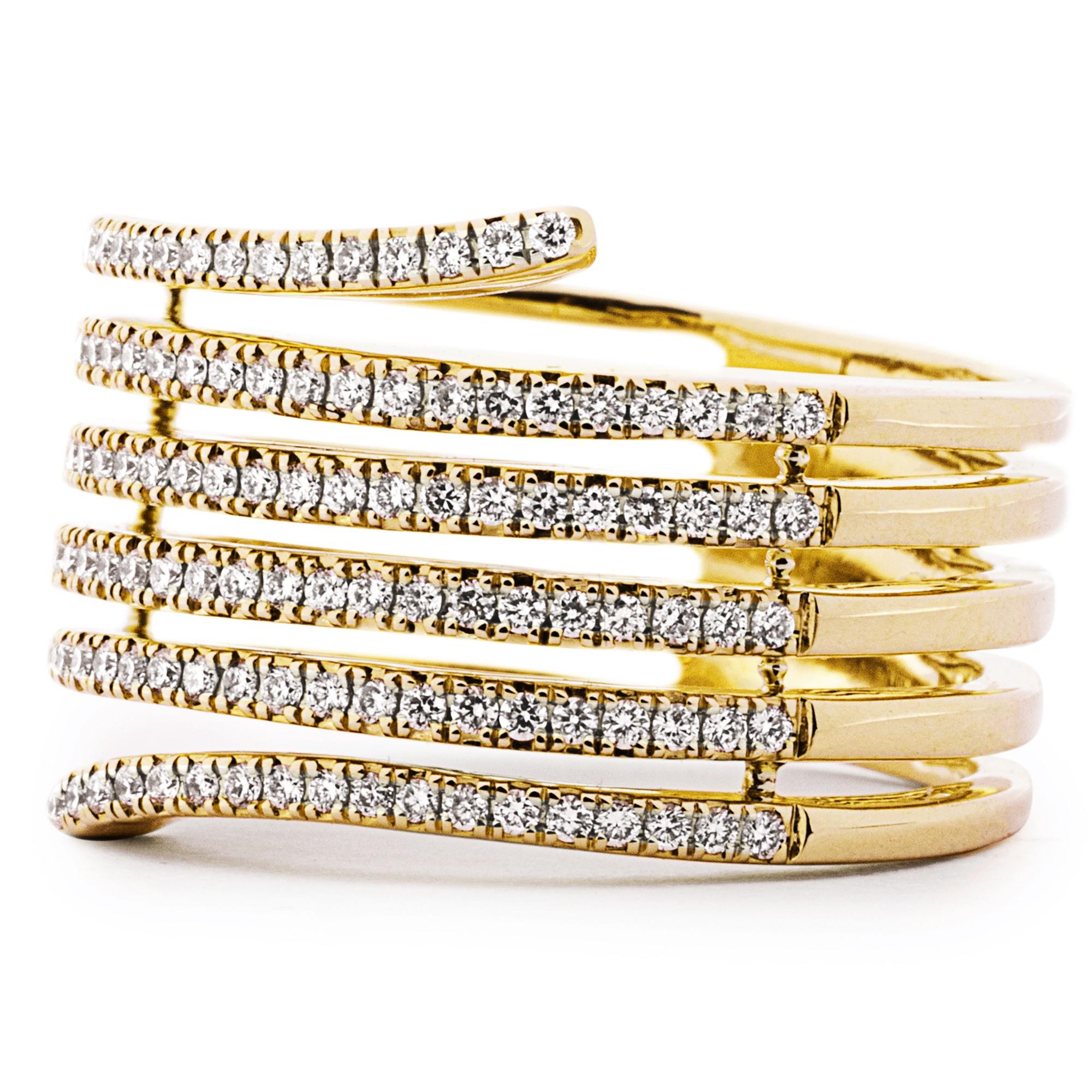 Alex Jona Natrix Weißer Diamant 18 Karat Gelbgold Spirale Schlange Ring Band im Zustand „Neu“ im Angebot in Torino, IT