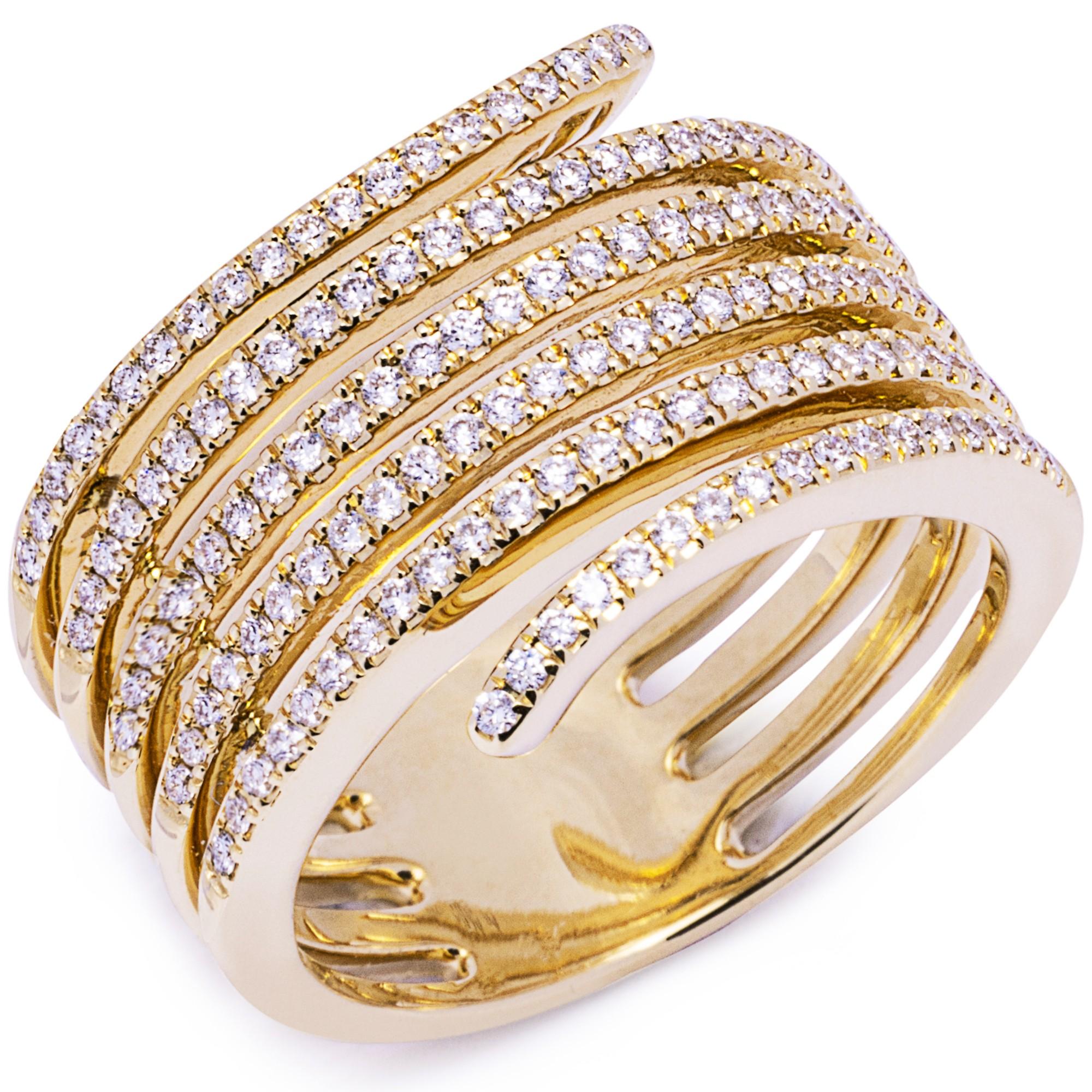 Taille ronde Alex Jona Natrix, bague serpent en or jaune 18 carats et diamants blancs en vente