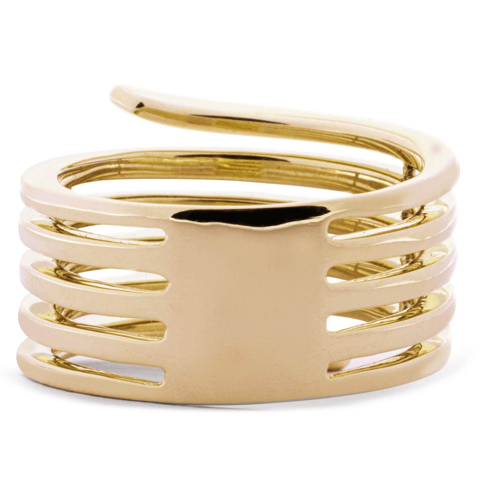 Alex Jona Natrix White Diamond 18 Karat Yellow Gold Coil Snake Ring Band For Sale 2