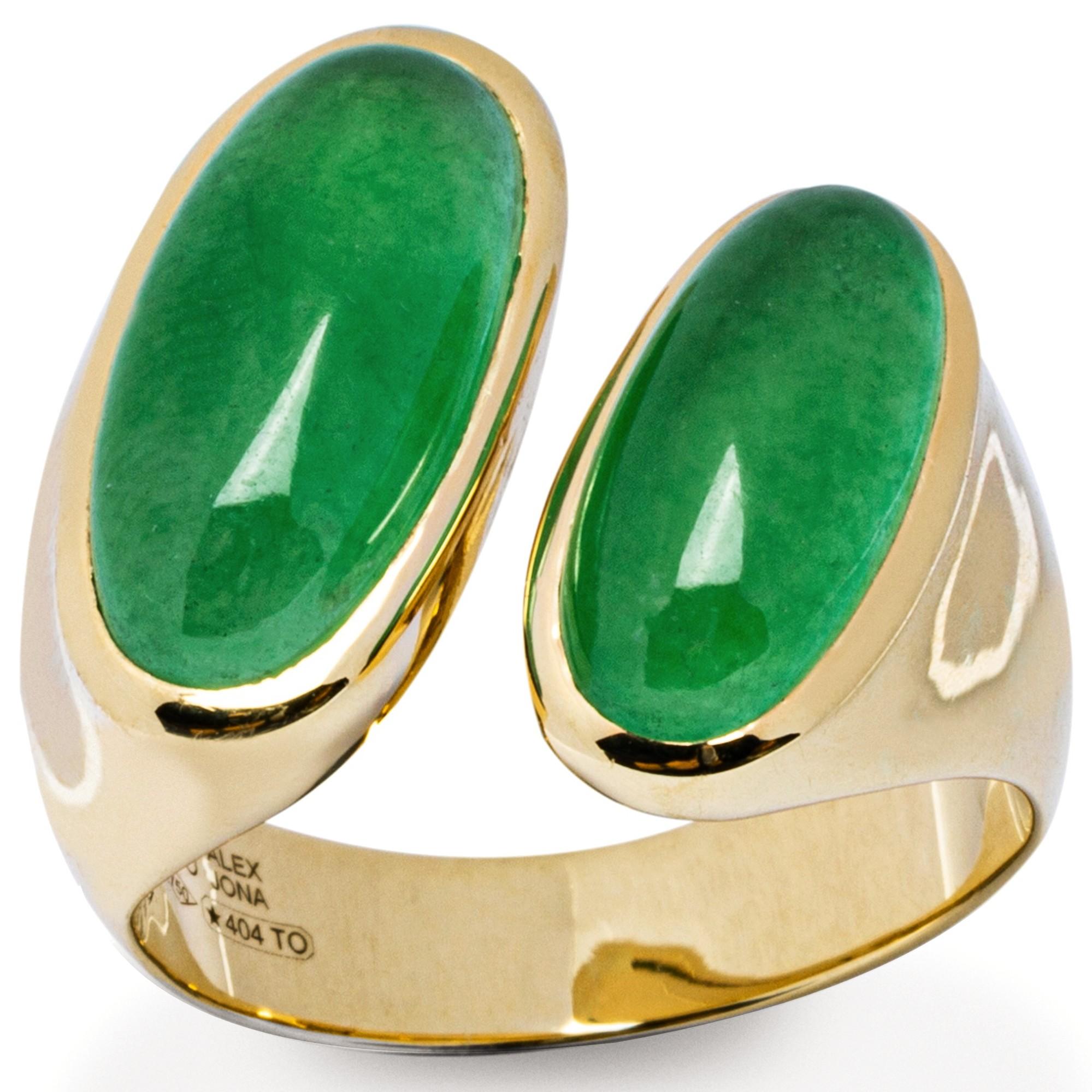 Alex Jona Natural Burmese Jadeite Jade 18 Karat Yellow Gold Ring For Sale