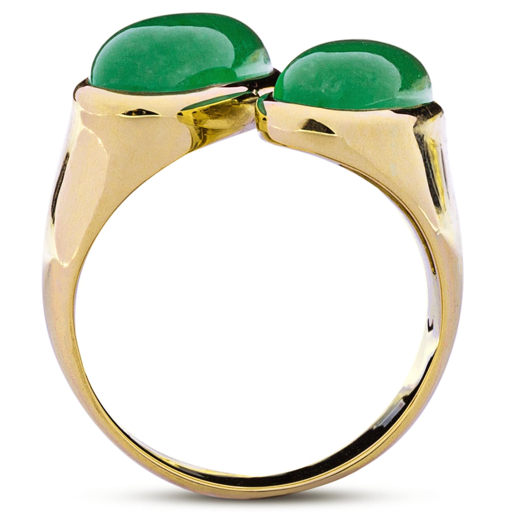 Oval Cut Alex Jona Natural Burmese Jadeite Jade 18 Karat Yellow Gold Ring For Sale