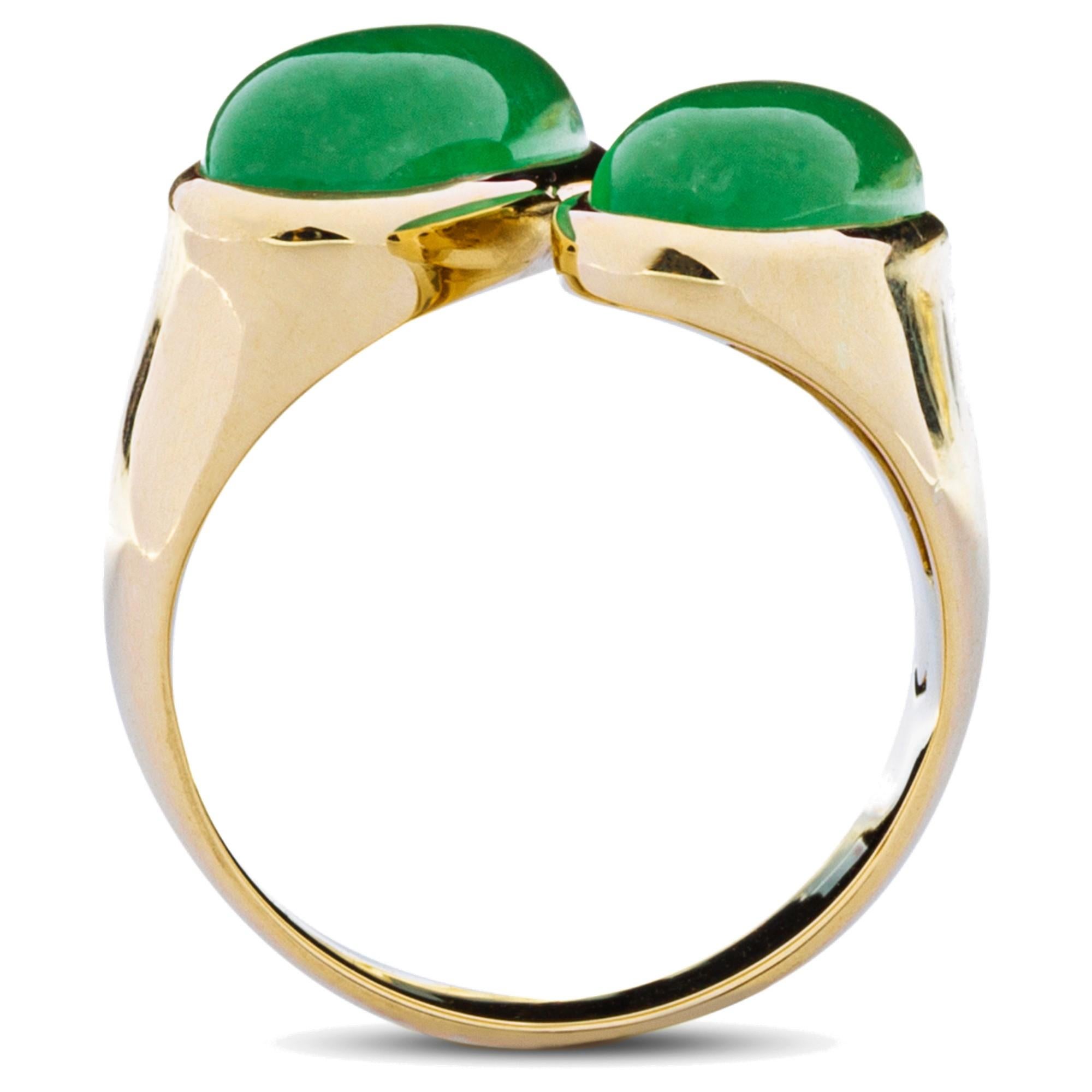 Oval Cut Alex Jona Natural Burmese Jadeite Jade 18 Karat Yellow Gold Ring