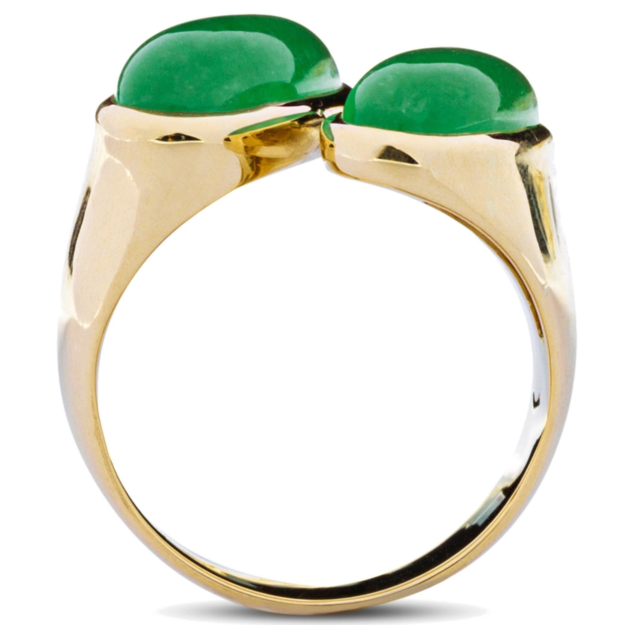 Oval Cut Alex Jona Natural Burmese Jadeite Jade 18 Karat Yellow Gold Ring For Sale
