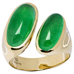 Alex Jona Natural Burmese Jadeite Jade 18 Karat Yellow Gold Ring