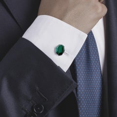 Alex Jona Octagonal Malachite Sterling Silver Cufflinks