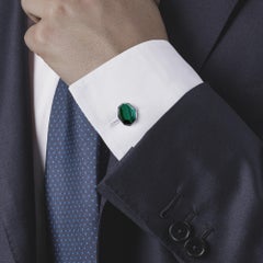 Alex Jona Octagonal Malachite Sterling Silver Cufflinks