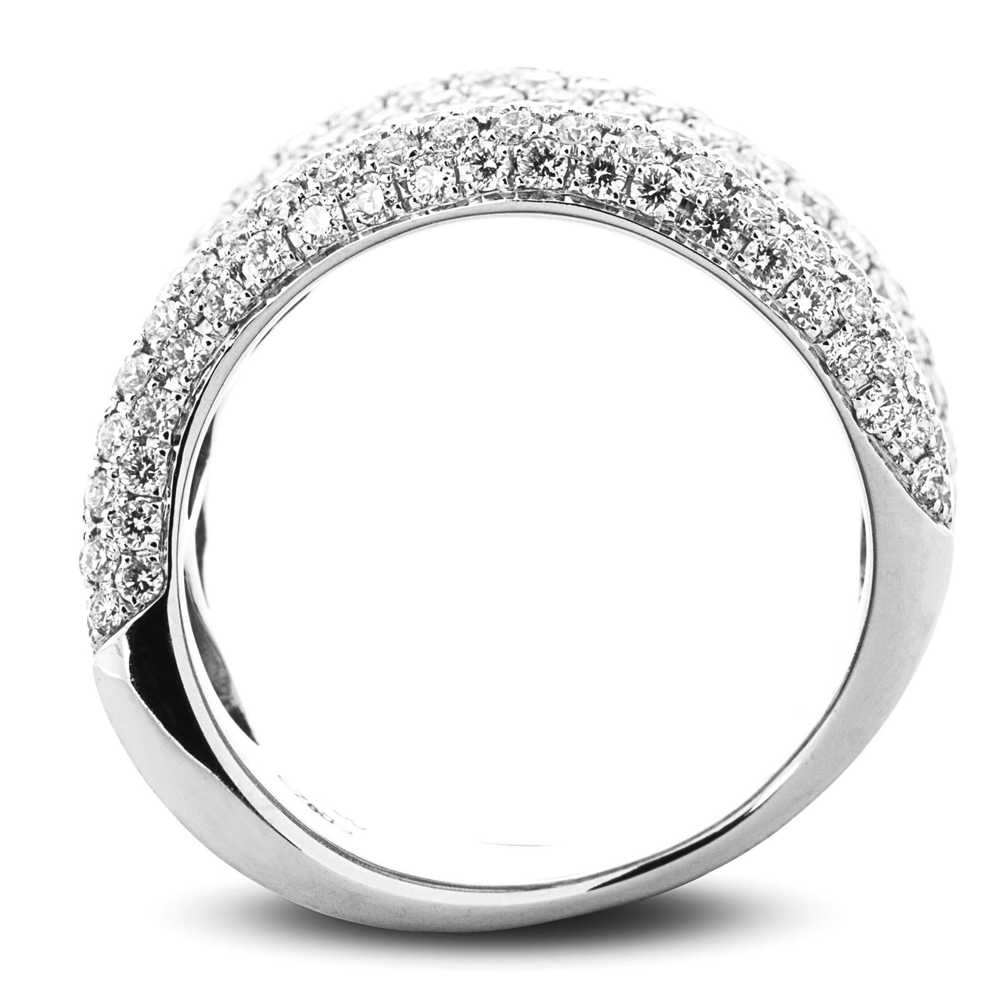 Women's or Men's Alex Jona Onda White Diamond 18 Karat White Gold Ring Band For Sale