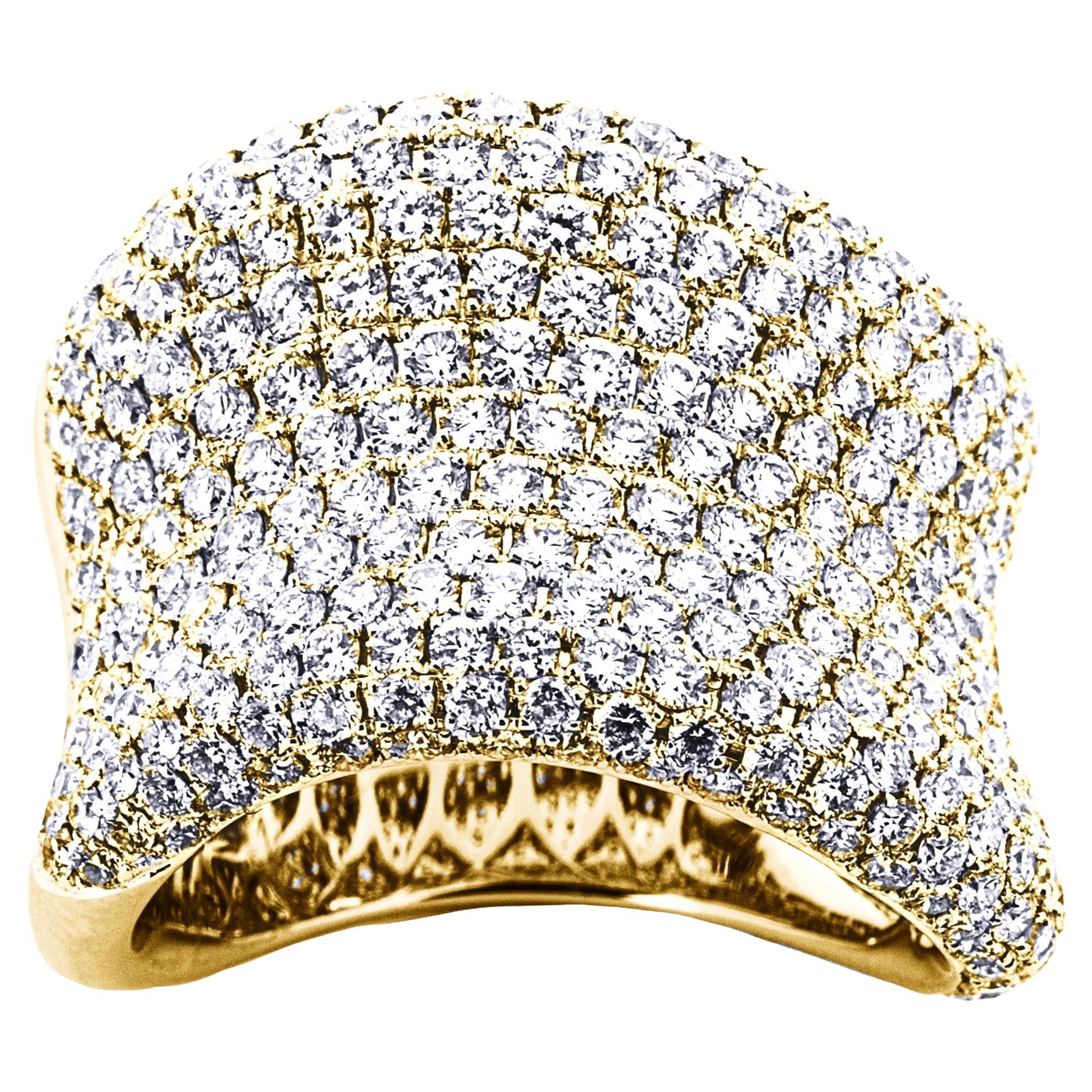 Alex Jona Onda Weißer Diamant-Ring aus 18 Karat Gelbgold