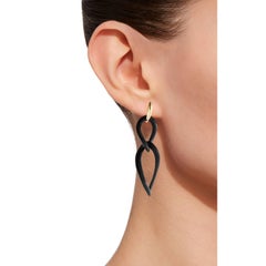 Alex Jona Onyx 18 Karat Yellow Gold Curb Pendant Earrings