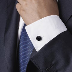 Alex Jona 18 Karat Yellow Gold Onyx Monkey's Fist Knot Cufflinks