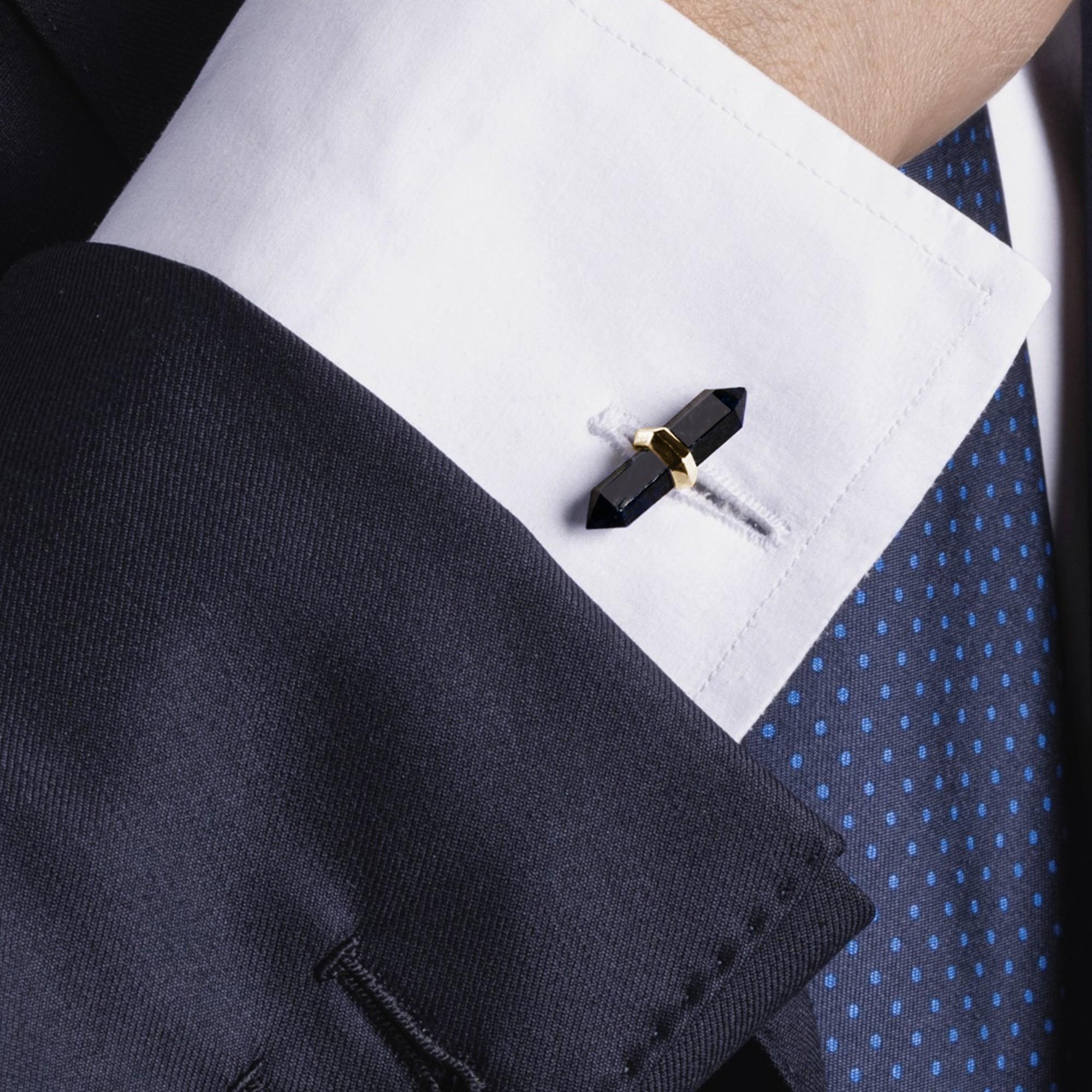 Alex Jona Onyx Carnelian 18 Karat Yellow Gold Prism Bar Cufflinks In Fair Condition For Sale In Lugano, CH