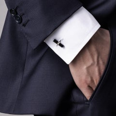 Alex Jona Onyx Carnelian Cylindrical Bar Sterling Silver Cufflinks