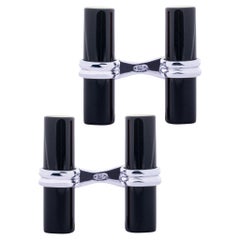 Gemelli in argento Sterling Alex Jona Onyx Cylindrical Bar