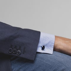 Alex Jona Onyx Hematite Sterling Silver Cube Cufflinks