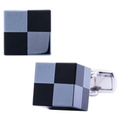 Alex Jona Onyx Hematite Sterling Silver Cube Cufflinks