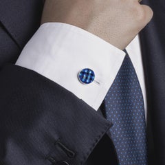 Alex Jona Onyx Lapislazuli Chalcedon Chequer Sterling Silber Manschettenknöpfe