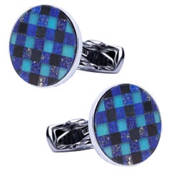 Gemelli Alex Jona Onice Lapislazzuli Calcedonio Chequer Sterling Silver
