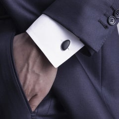 Alex Jona Onyx Pebble Sterling Silver Cufflinks