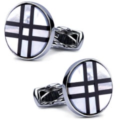 Alex Jona Boutons de manchette en argent sterling et onyx