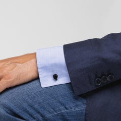 Alex Jona Onyx Sterling Silver Monkey's Fist Knot Cufflinks