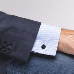 Alex Jona Onyx Sterling Silver Monkey's Fist Knot Cufflinks