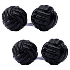 Gemelli da polso a forma di pugno di scimmia in argento 925 Alex Jona Onyx