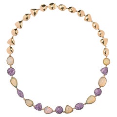 Alex Jona Halskette aus 18 Karat Roségold mit Opal, rosa Saphir und Saphir