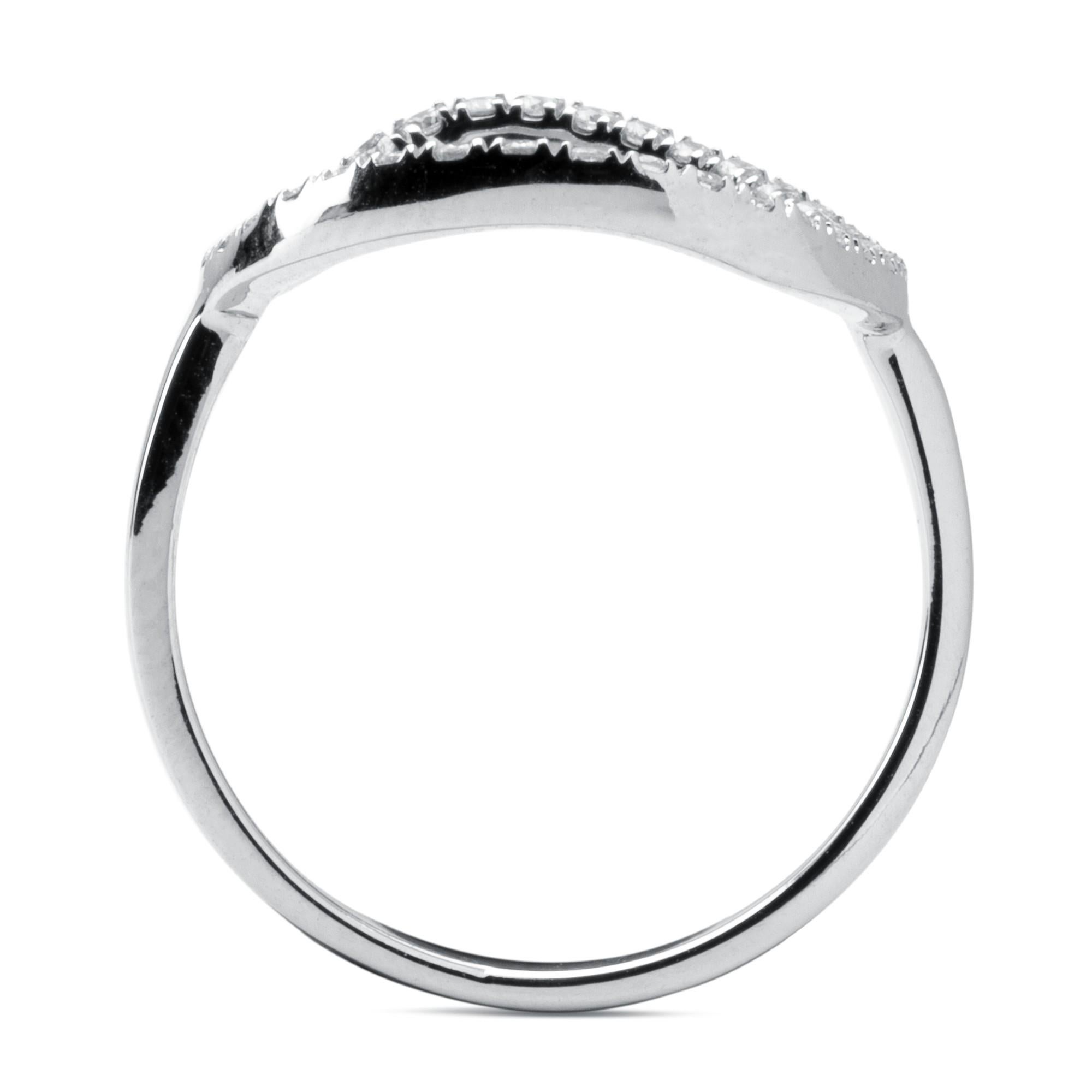 Alex Jona Open Circle Hoop 18 Karat White Gold White Diamond Ring For Sale 1