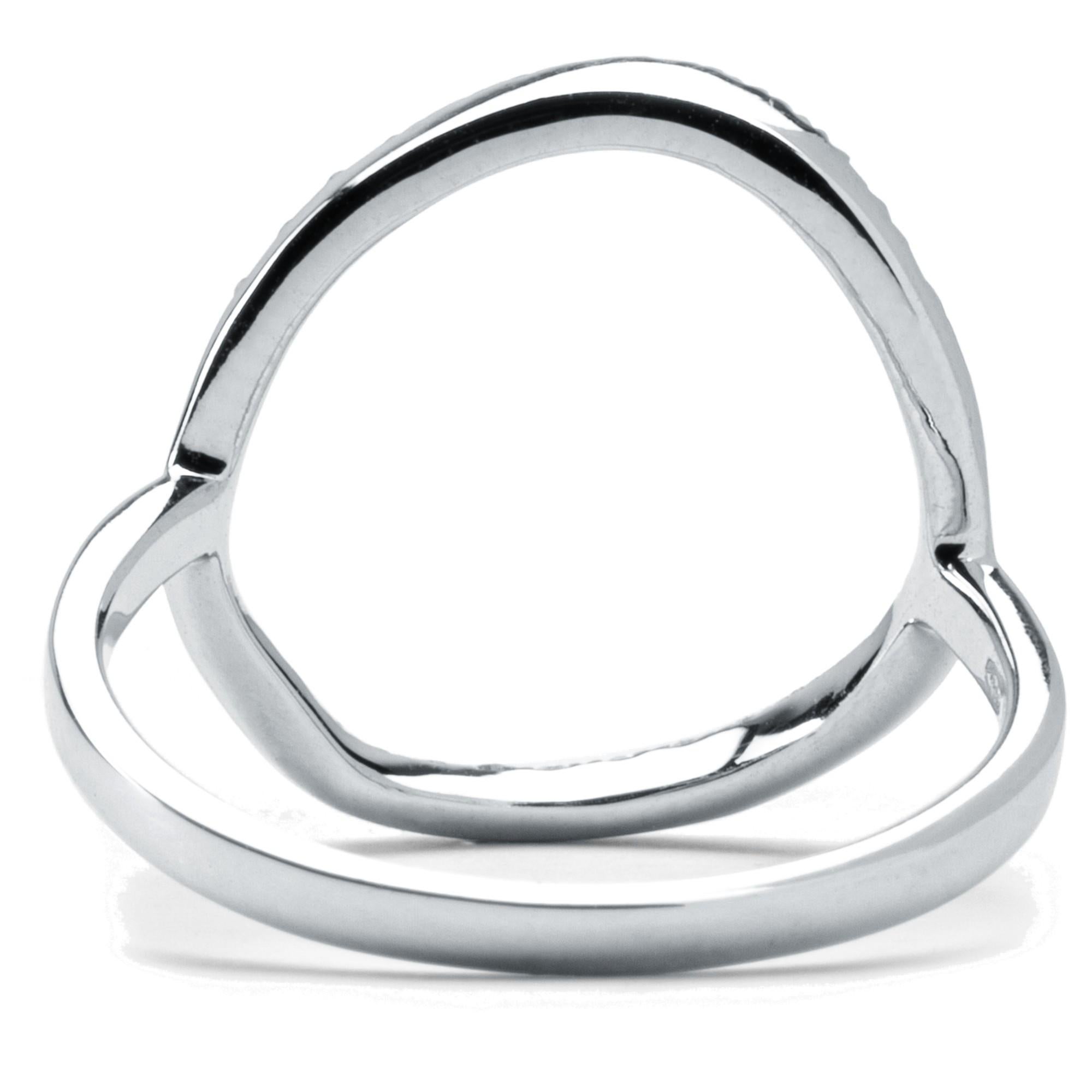 Alex Jona Open Circle Hoop 18 Karat White Gold White Diamond Ring For Sale 2
