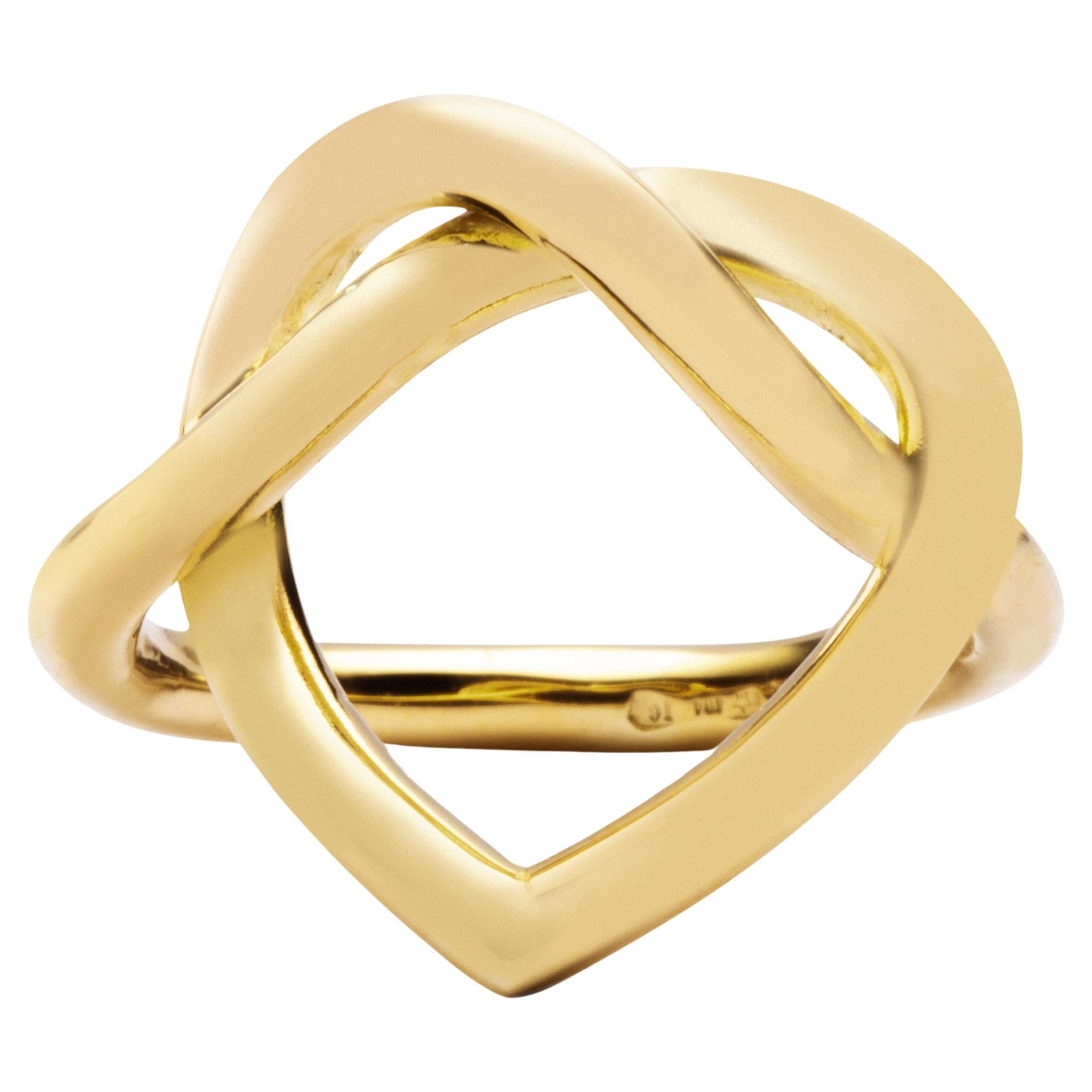 Offener Herz-Ring aus 18 Karat Gelbgold von Jona im Angebot