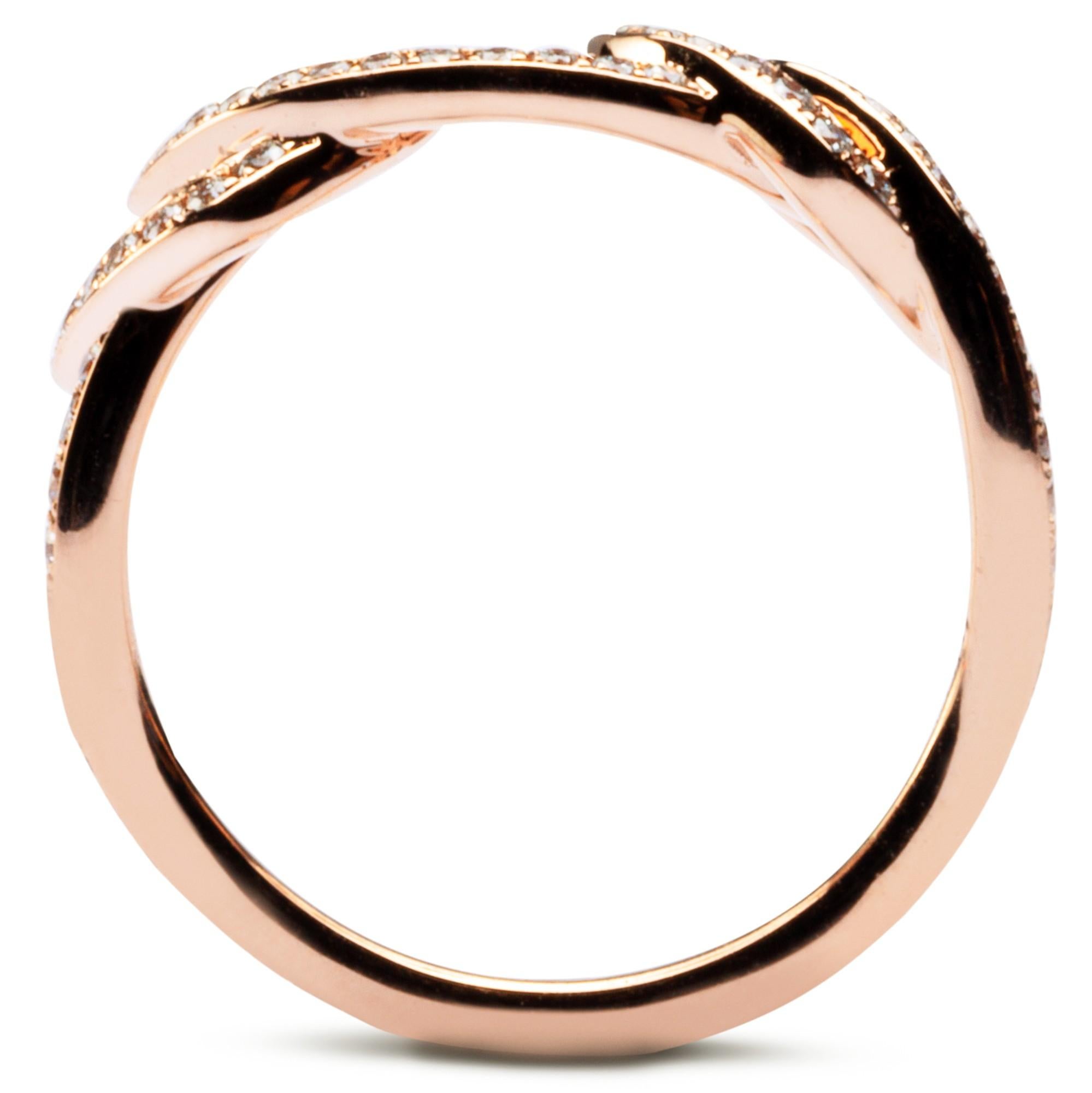 Alex Jona Open Heart Treillage White Diamond 18 Karat Rose Gold Ring For Sale 2
