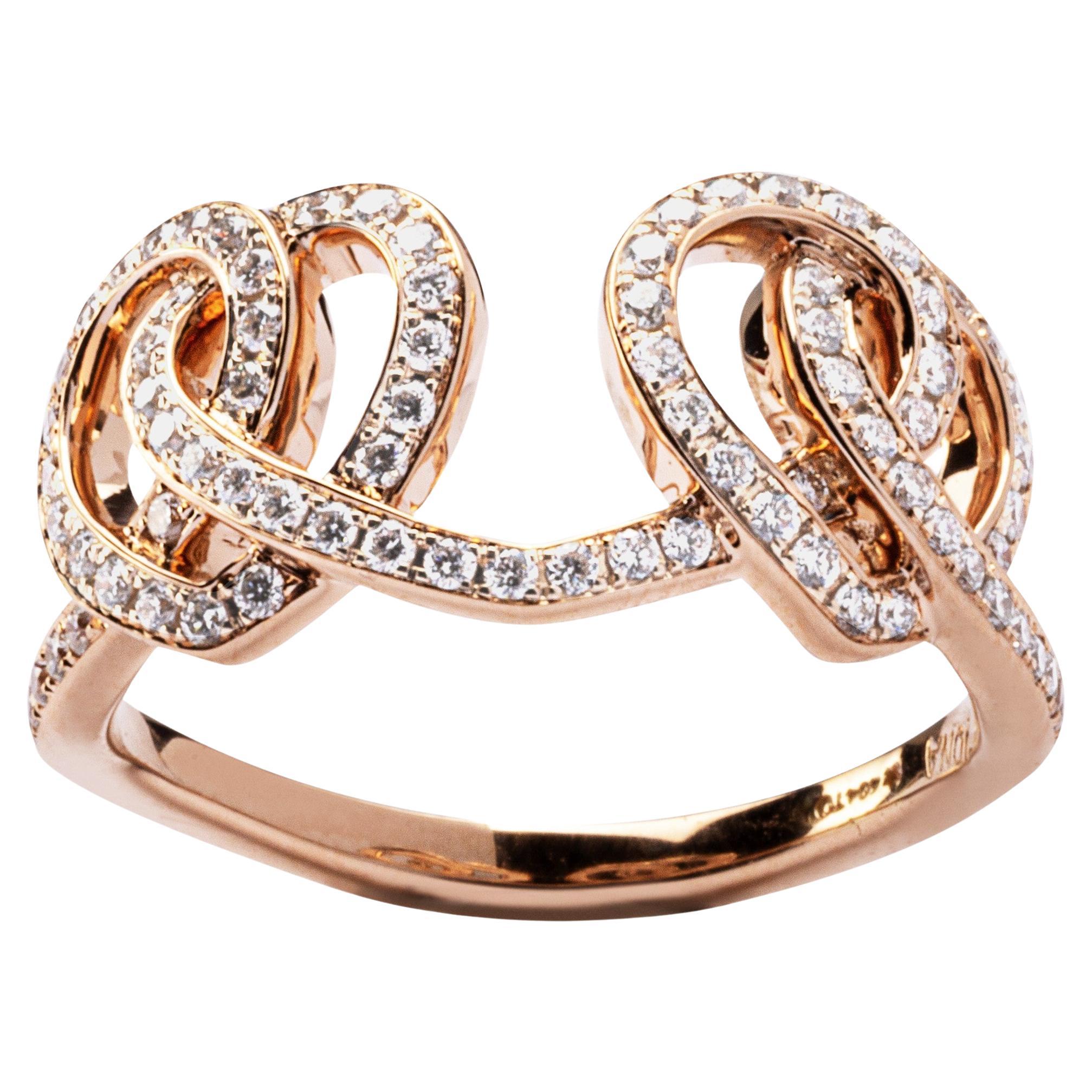 Alex Jona Open Heart Treillage White Diamond 18 Karat Rose Gold Ring For Sale
