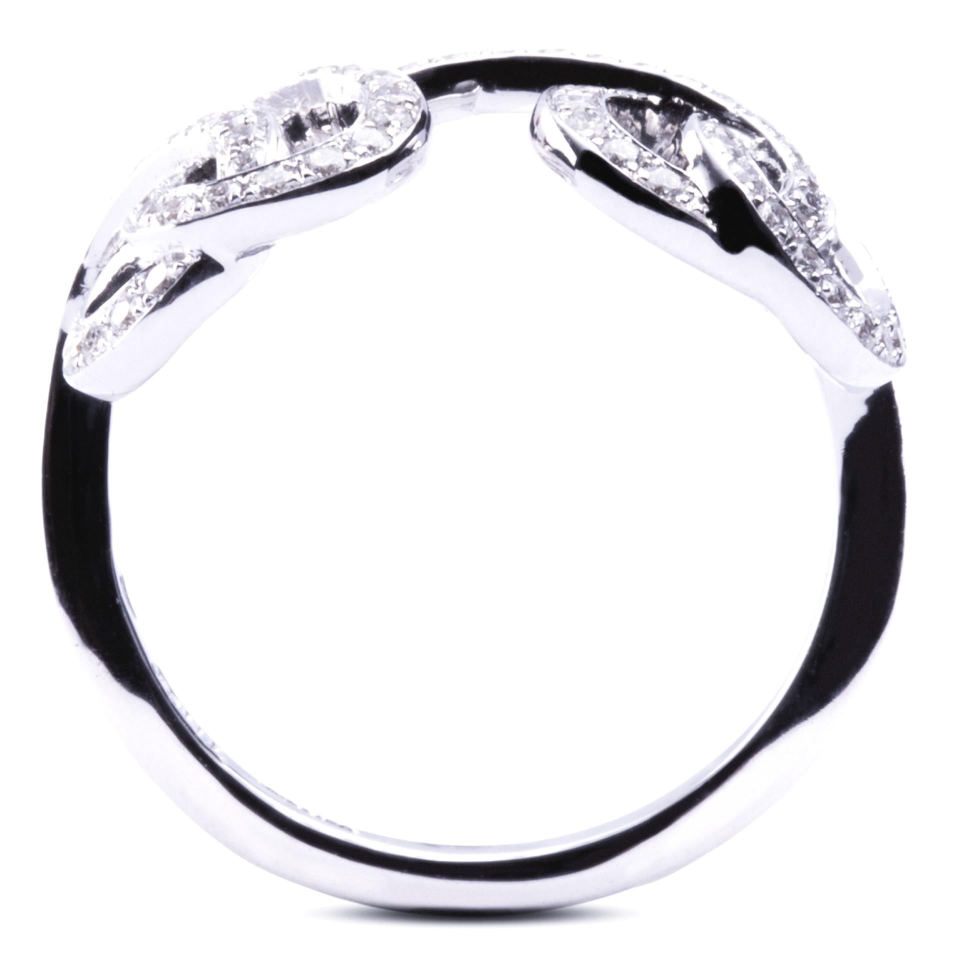 Alex Jona Open Heart Treillage White Diamond 18 Karat White Gold Ring For Sale 2