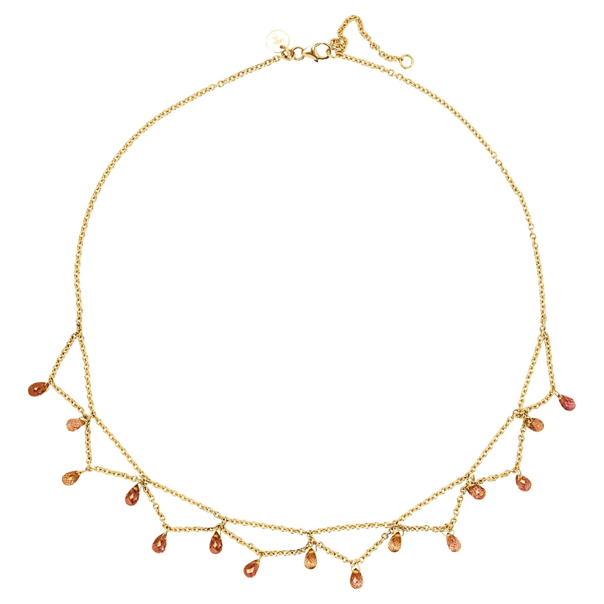 Alex Jona Zafiro Naranja Collar de Oro Amarillo de 18 Kilates en venta