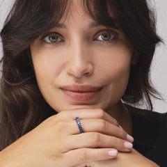 Alex Jona Oval Cut Blue Sapphire 18 Karat White Gold Eternity Band Ring