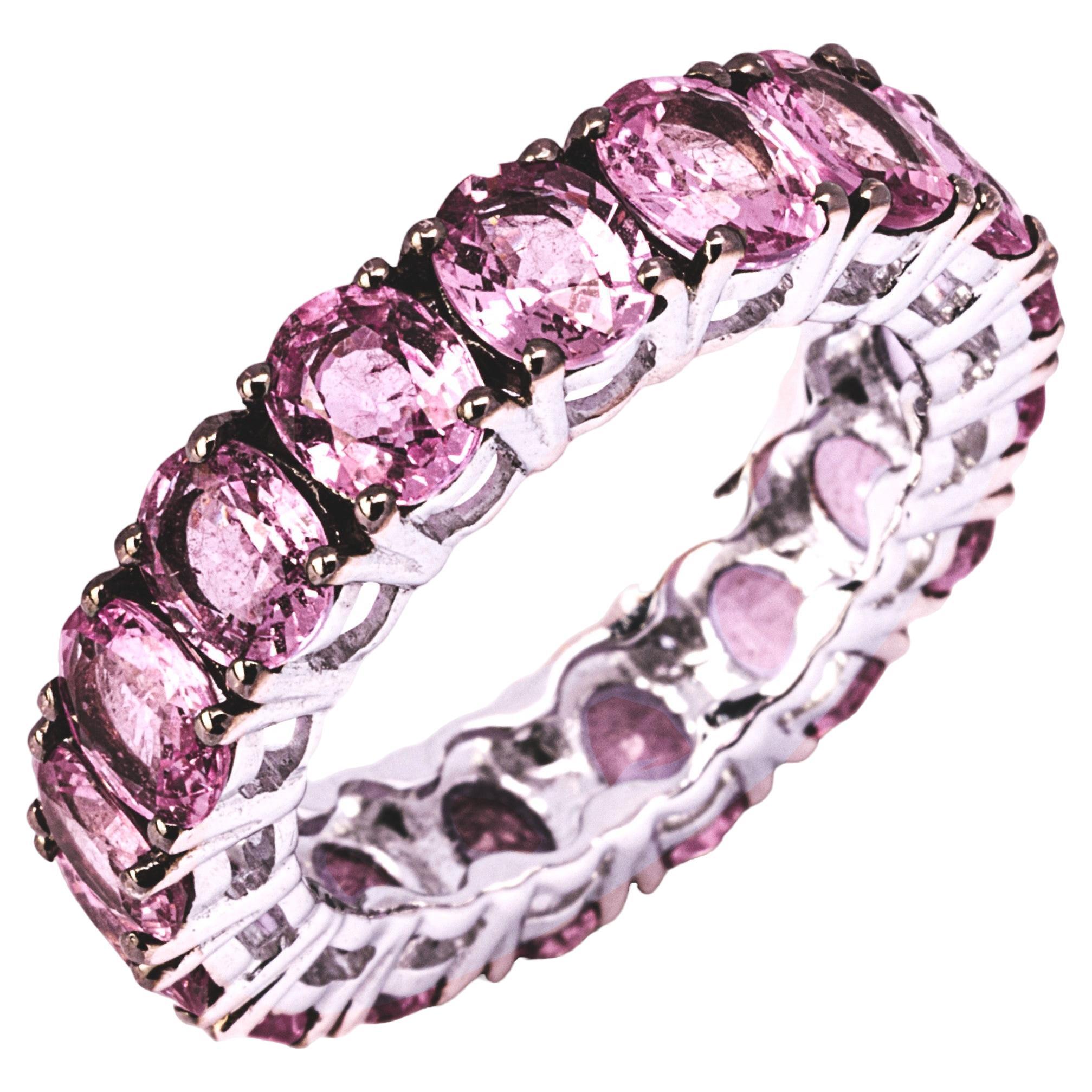 Alex Jona Oval Cut Pink Sapphire 18 Karat White Gold Eternity Ring Band In New Condition For Sale In Torino, IT