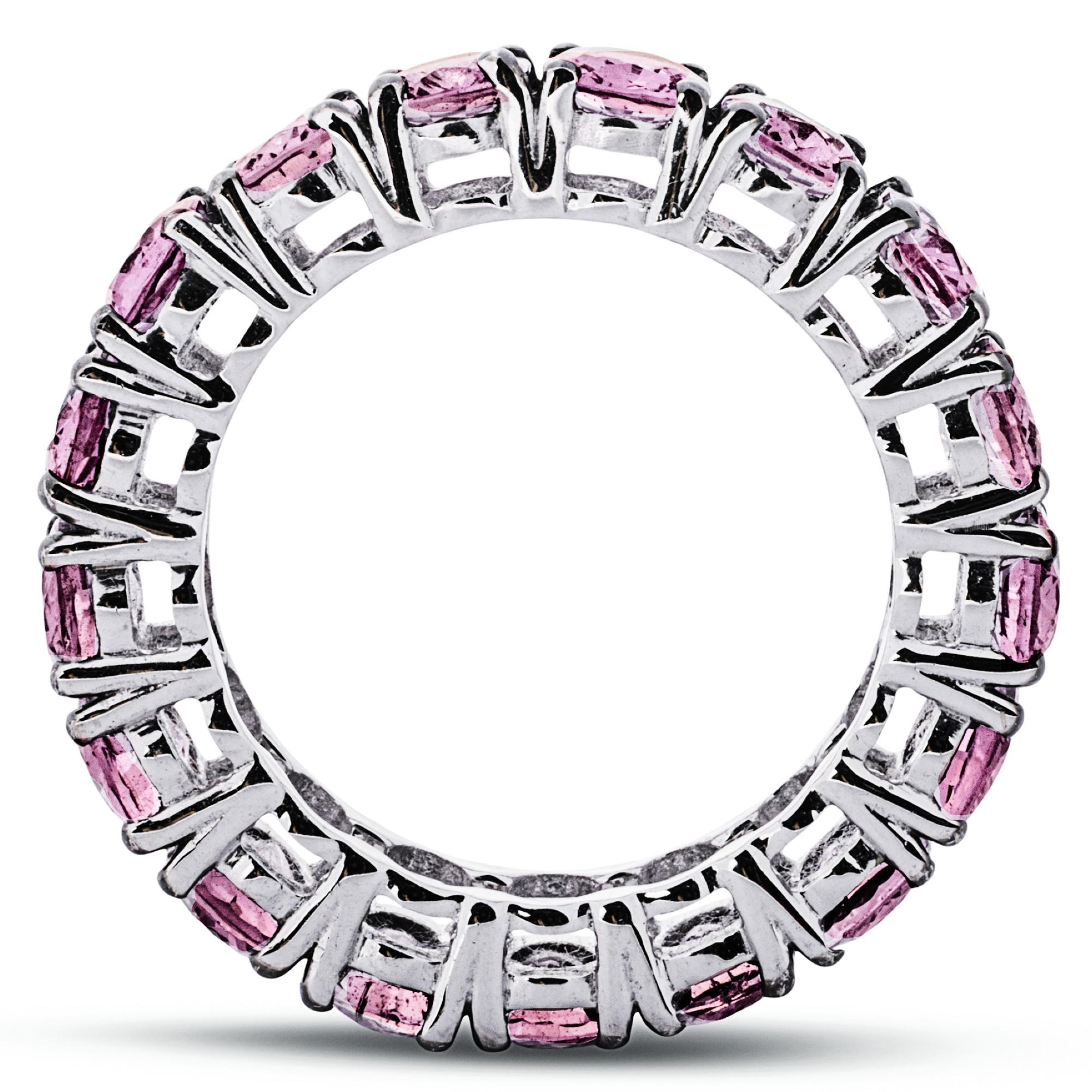 Alex Jona Oval Cut Pink Sapphire 18 Karat White Gold Eternity Ring Band For Sale 1