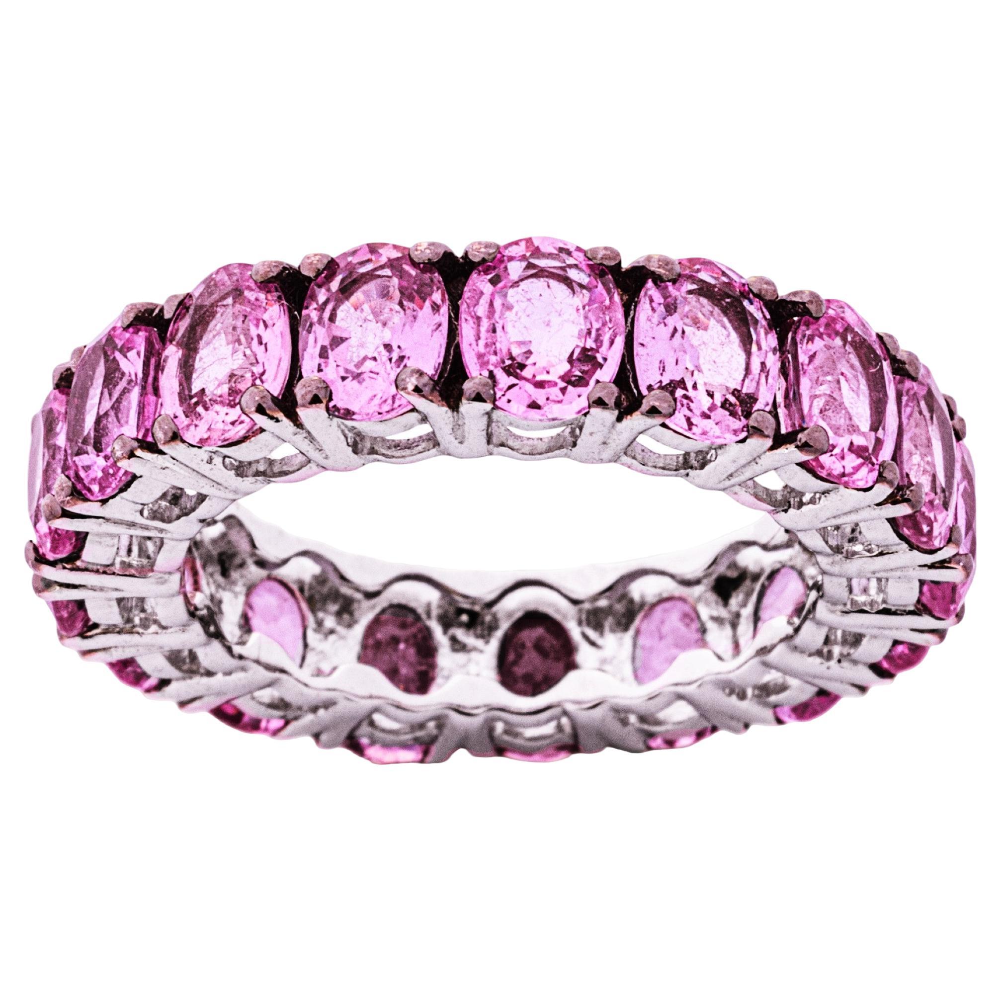 Alex Jona Oval Cut Pink Sapphire 18 Karat White Gold Eternity Ring Band