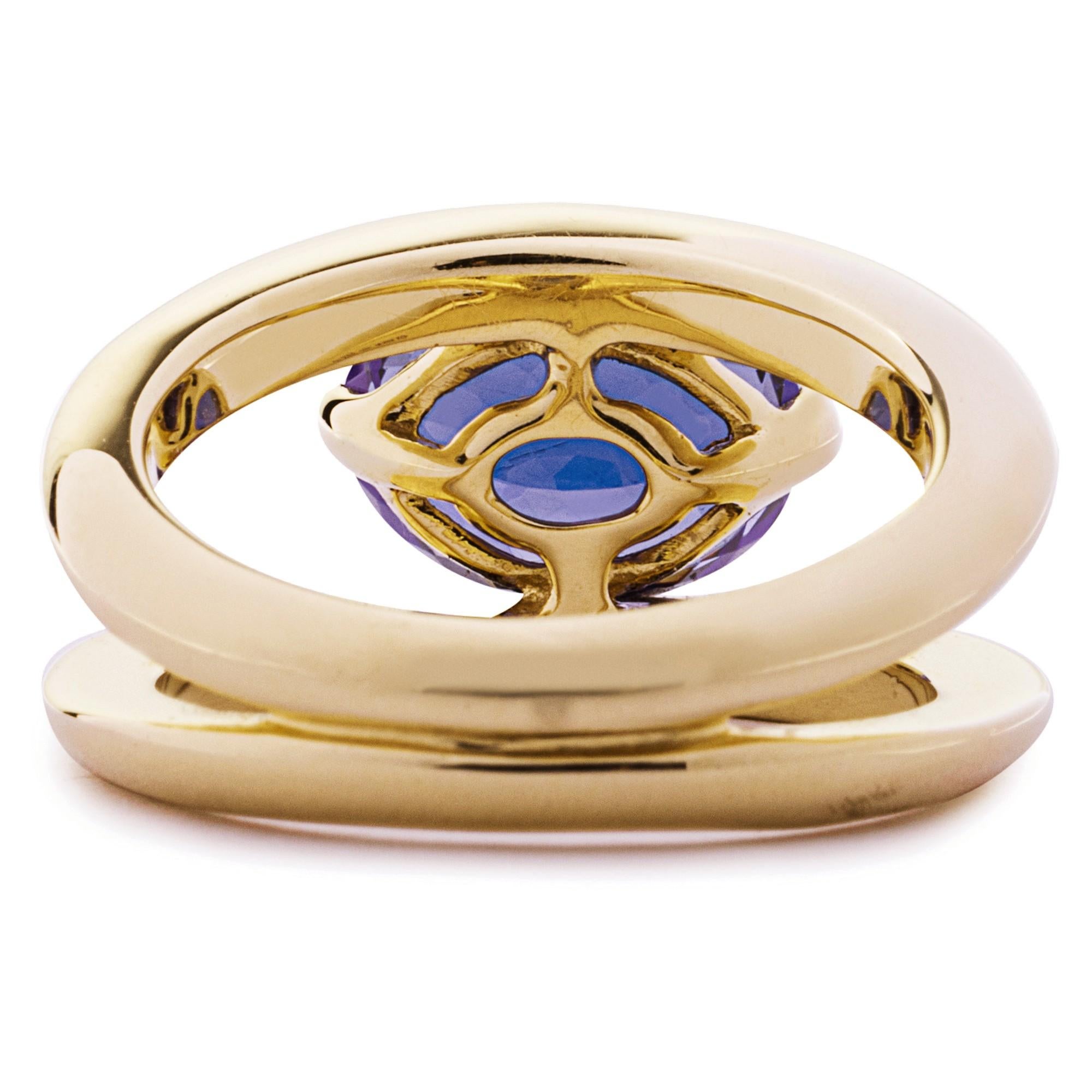 Alex Jona  Oval Cut Tanzanite 18 Karat Yellow Gold Ring For Sale 1