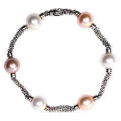 Alex Jona Bracelet chaîne en or blanc 18 carats et perles