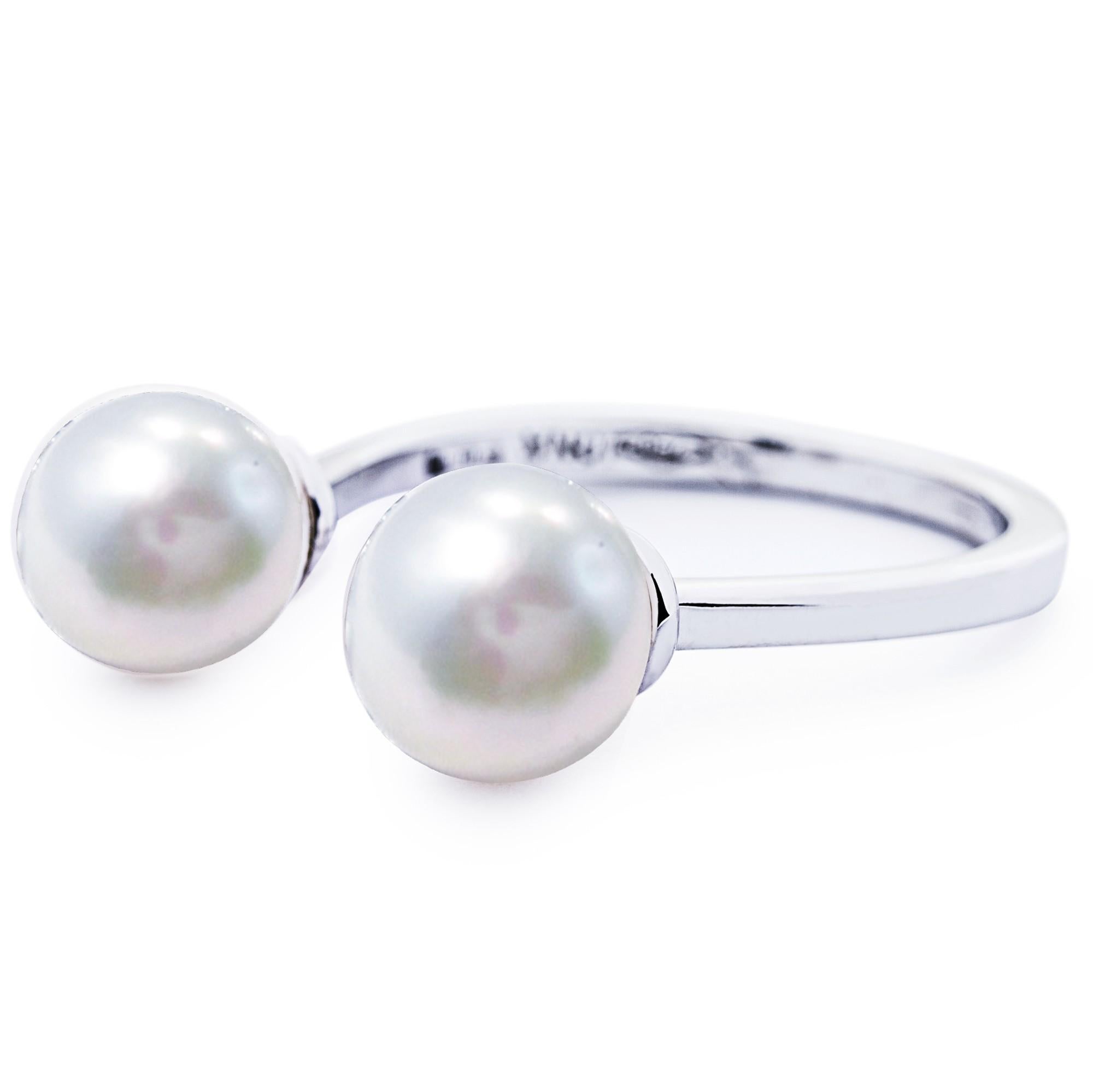 Alex Jona Perlenring aus 18 Karat Weißgold Damen im Angebot