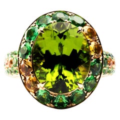 Alex Jona Anello con peridoto, zaffiro arancione e zaffiro giallo, oro giallo 18 carati