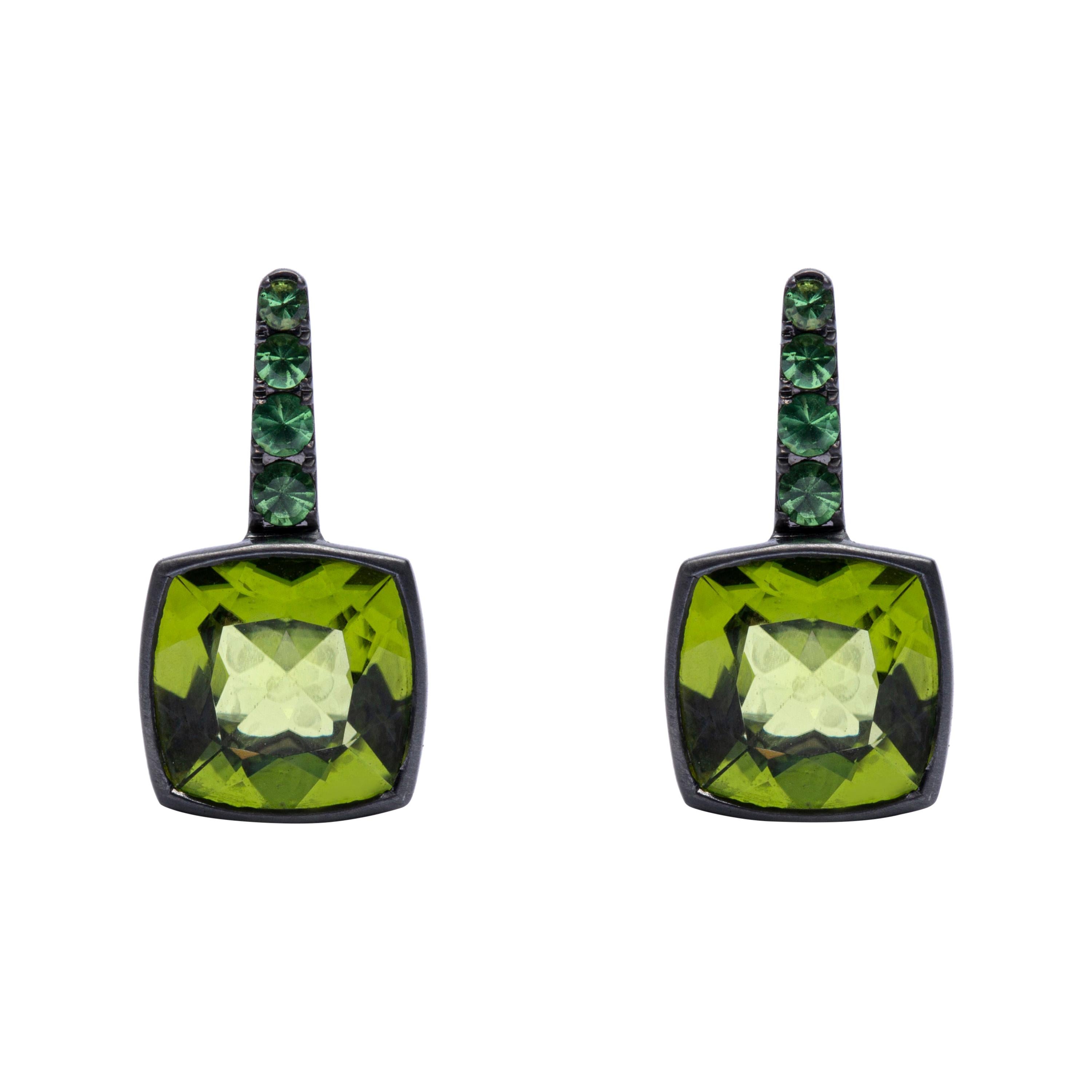 Alex Jona Pendientes Peridoto Tsavorita Oro Blanco 18 Kilates